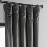 Heritage Plush Velvet Curtain Single Panel, Pepper Grey, 50"x84"