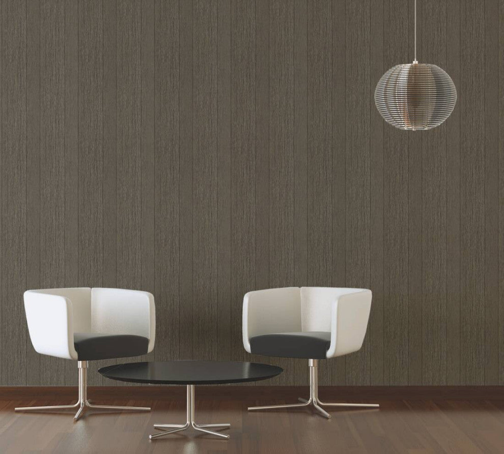 Loft Modern Nature Textured Wallpaper, Wood Planks, Dark Brown, One Roll