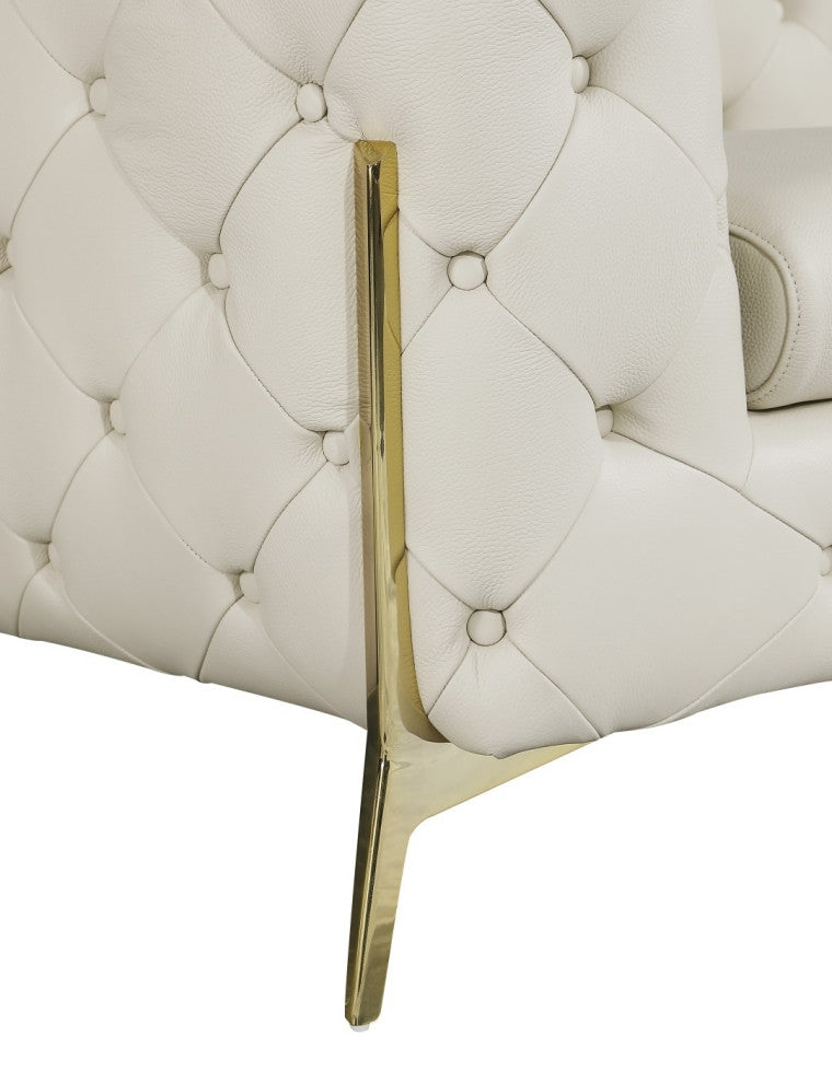 Angelica Italian Leather 2 Chair Set, Beige