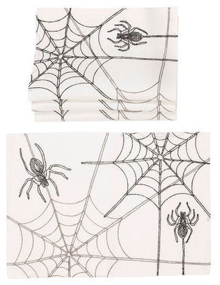 Halloween Spider Web Double layer 14 by 20-Inch Placemats, Set of 4, White