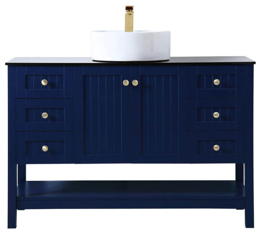 Blue 48" Vessel Sink Bathroom Vanity