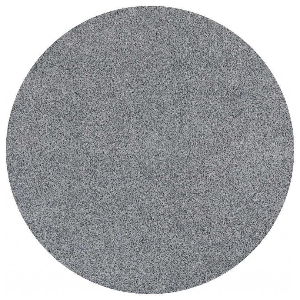 HomeRoots 8' Round Polyester Grey Area Rug