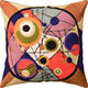 Kandinsky Circles In Circle II Throw Pillow Cover Handembroidered Wool 18x18"