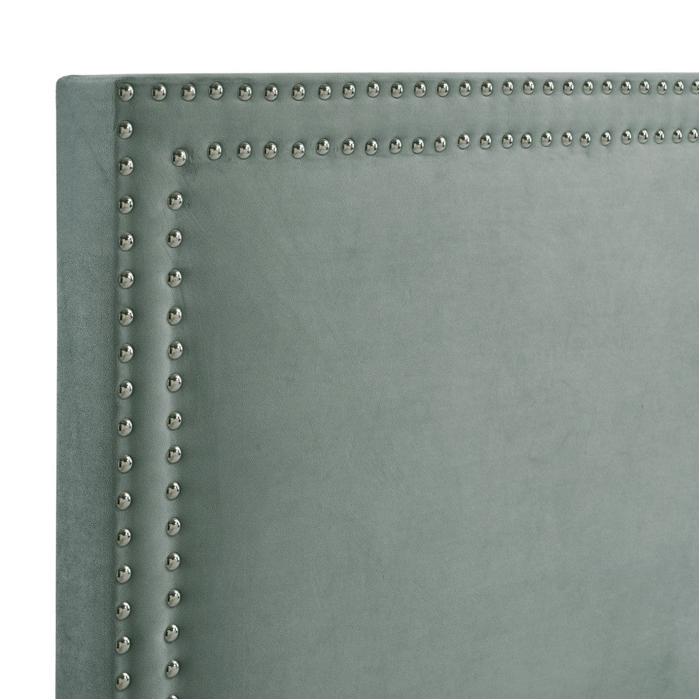 Picket House Furnishings Emery Upholstered Queen Bed With 2 Nightstands in Green