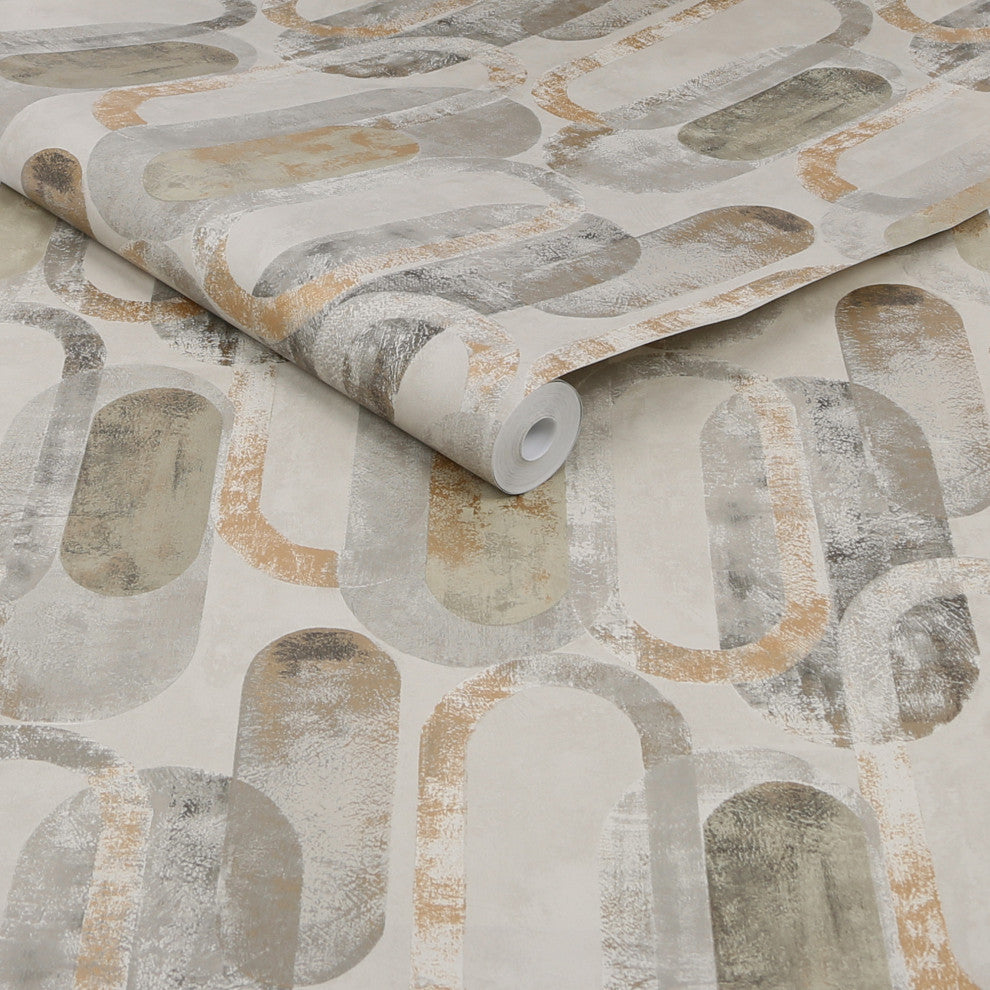 Sublime Oval Shapes Wallpaper, Gold