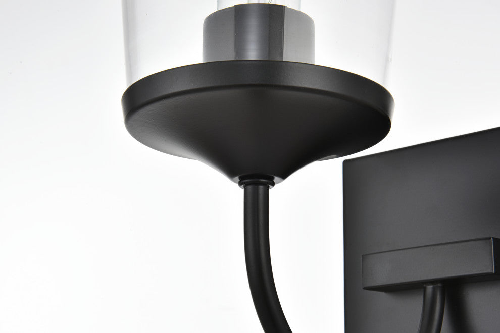 1 Light Black And Clear Bath Sconce