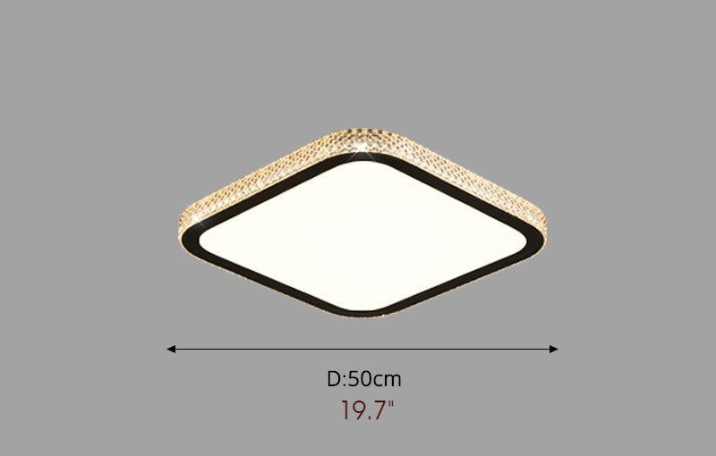 Abetone | Square Crystal LED Ceiling Light, Black, Cool Light