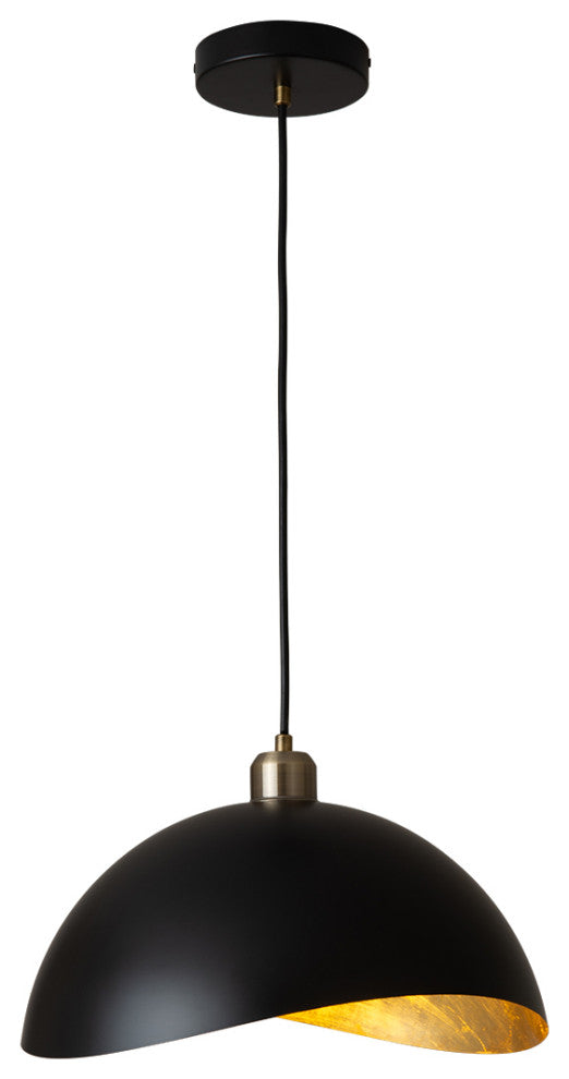 Luna Bella Pendant Light Large, Matte Black, Weathered Brass