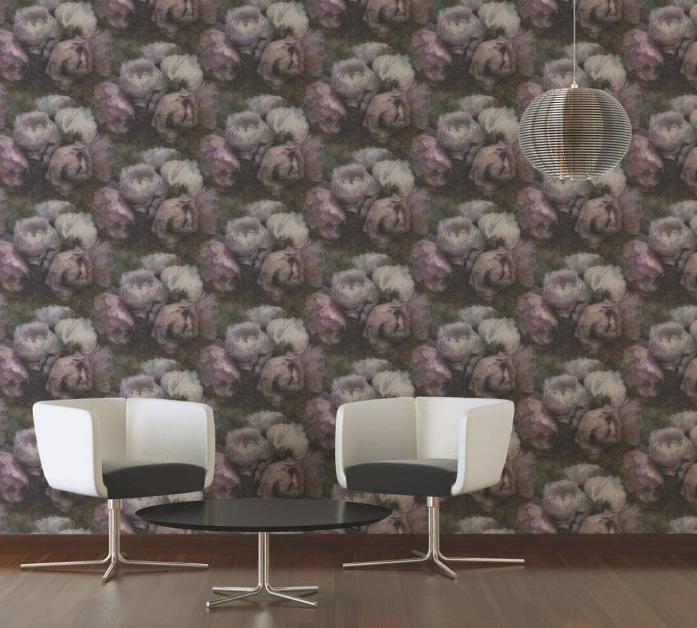 Sample, Floral Textured Wallpaper Featuring Peonies, 373922