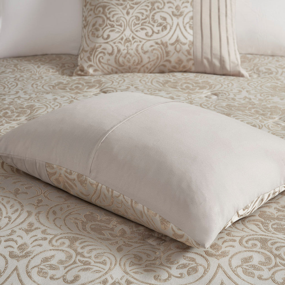 Madison Park Emilia 12 Piece Jacquard Complete Bed Set in Khaki