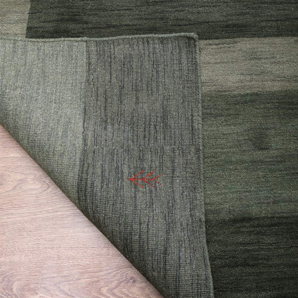 HAND KNOTTED LOOM WOOL ECO-FRIENDLY AREA RUGS - Rectangle, Green, Contemporary
