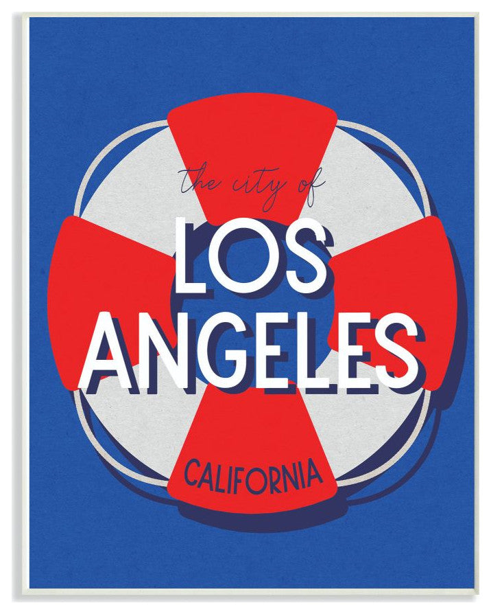 Los Angeles Beach Coast Ocean Blue Red Word Design, 10"x15"