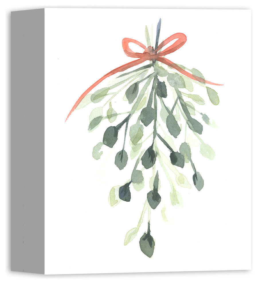 Watercolor Mistletoe Canvas Wall Art, Unframed, 8"x10"