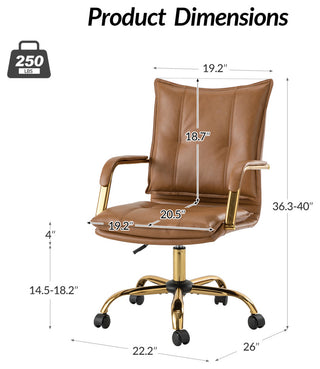 Modern Task Chair Office Swivel Chair with Tufed Back, Camel