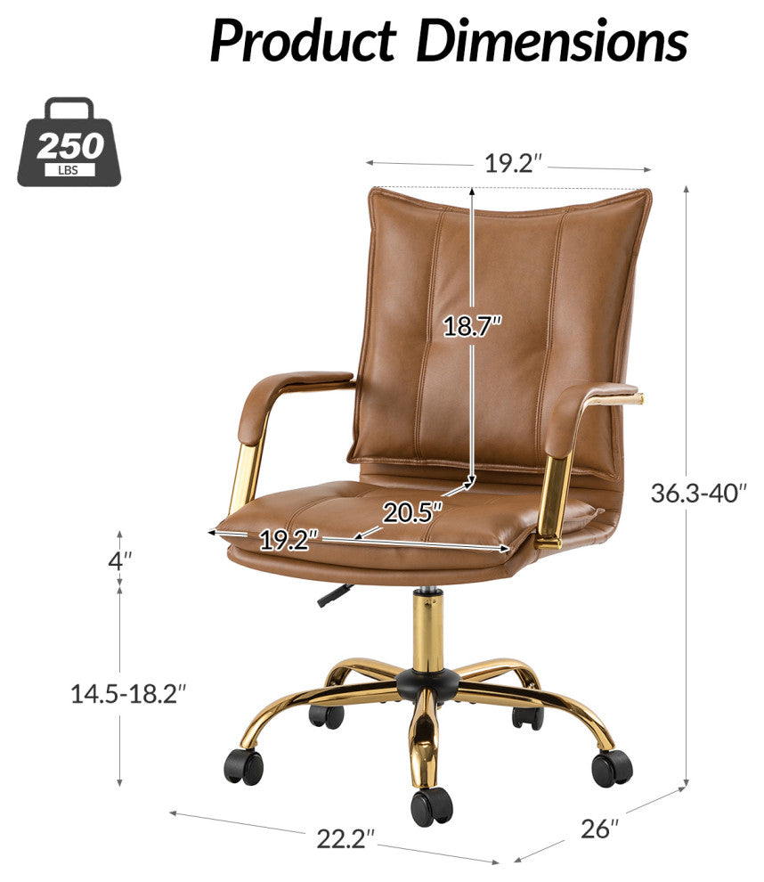 Modern Task Chair Office Swivel Chair with Tufed Back, Camel