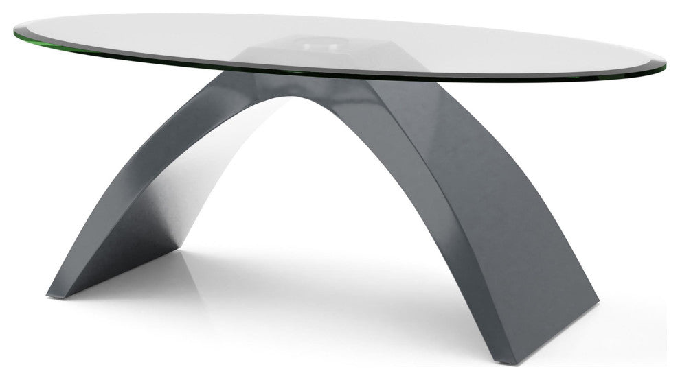 Furniture of America Pelletoni 2Pc Tempered Glass Top Coffee Table Set in Gray