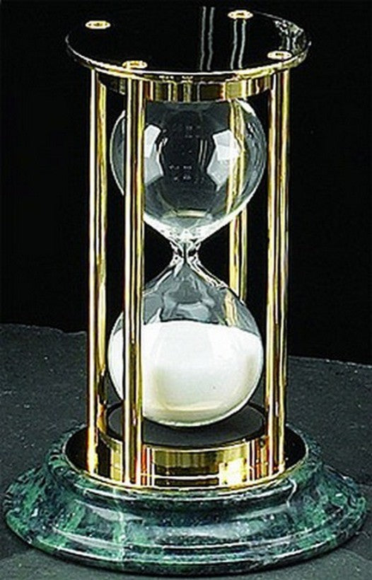 Green Marble/Brass 15 Minute Hourglass