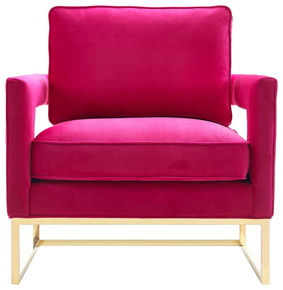 TOV Furniture Avery Pink Velvet Chair With Polished Gold Base
