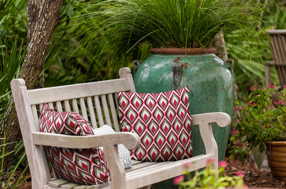 Feathers Indoor/Outdoor Throw Pillow, Fuschia, 18"x18"