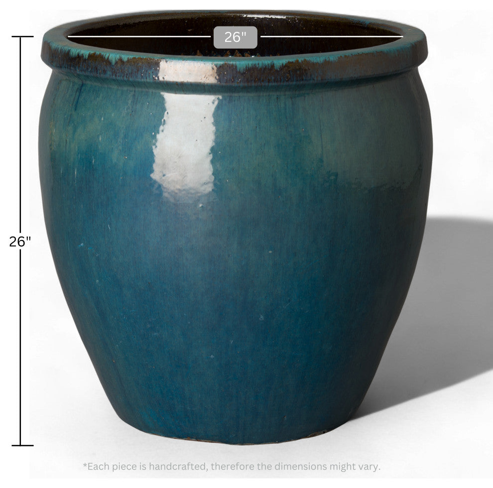 Round Pot Large, Teal 26x26D