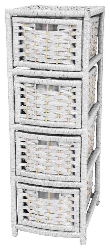 32" Natural Fiber Occasional Chest of Drawers, White