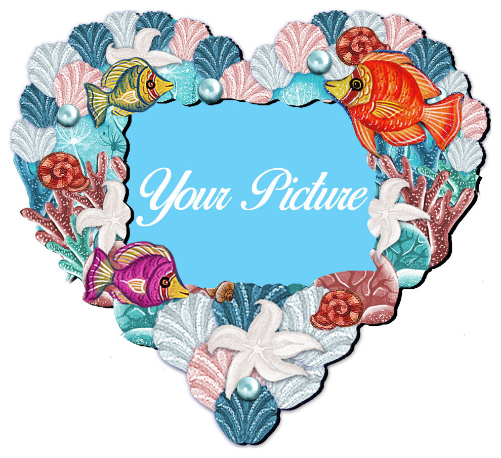 Coastal Heart Picture Frame Ornament set of 2