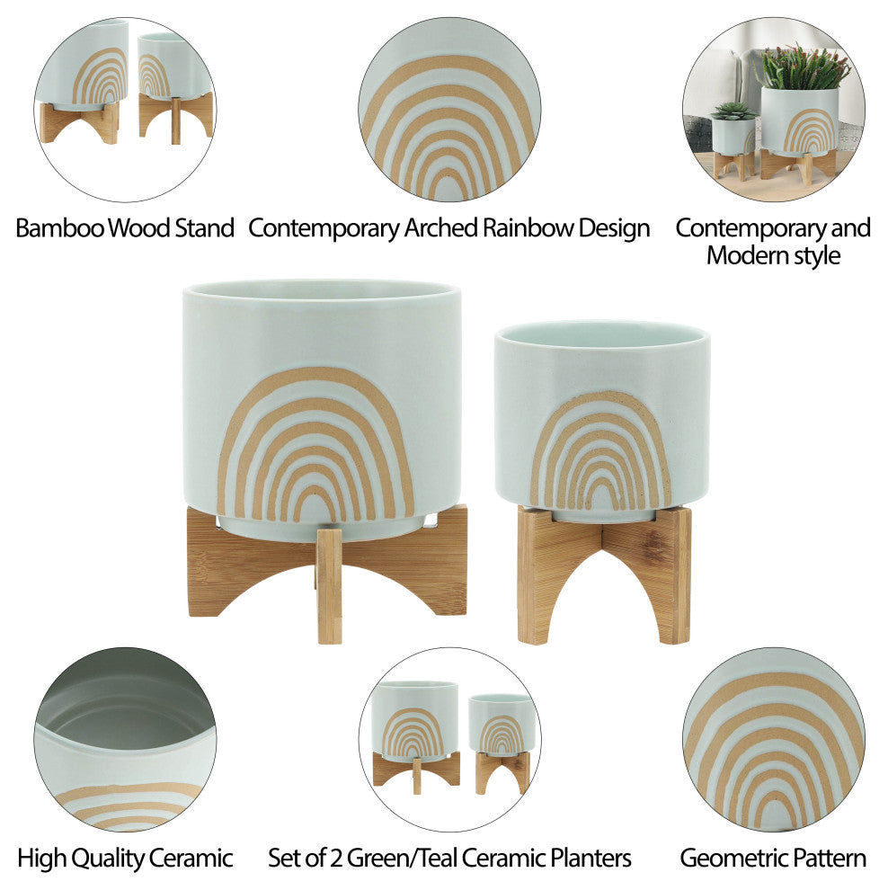 2-Piece Set Arch Planter With Stand, Mint