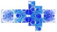 Exotic Blue Fractal Crescent Pattern, Abstract Art on Canvas, 60"x32", 5 panels