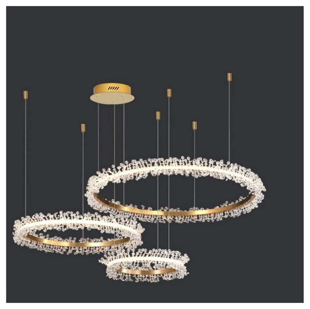 Versoix | Creative Crystal LED Pendant Light in the Shape of Rings, Dia15.7+23.6+31.5", Remote Dimming