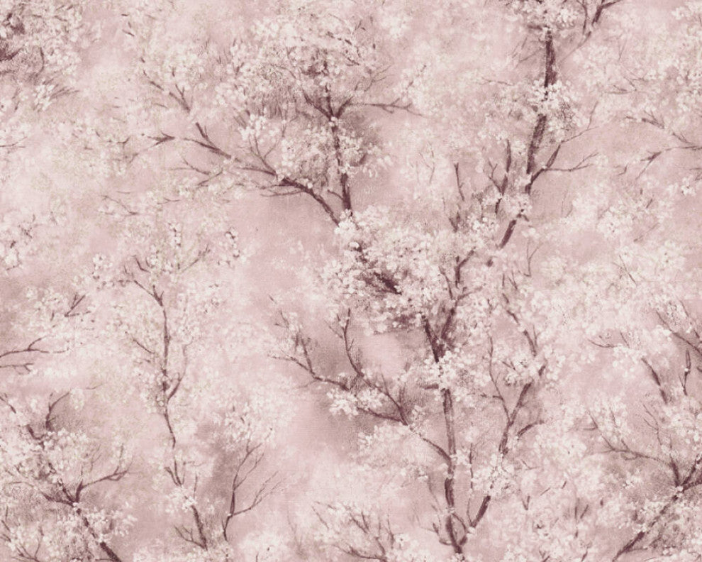 Floral Textured Wallpaper Featuring Tree Branches And Leaves, 374204