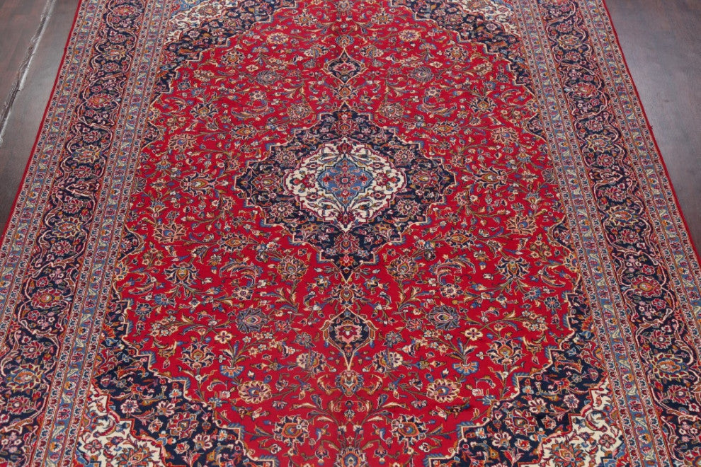 Consigned, Vintage Handmade Oriental Traditional Persian Area Rug, Red, 10x14