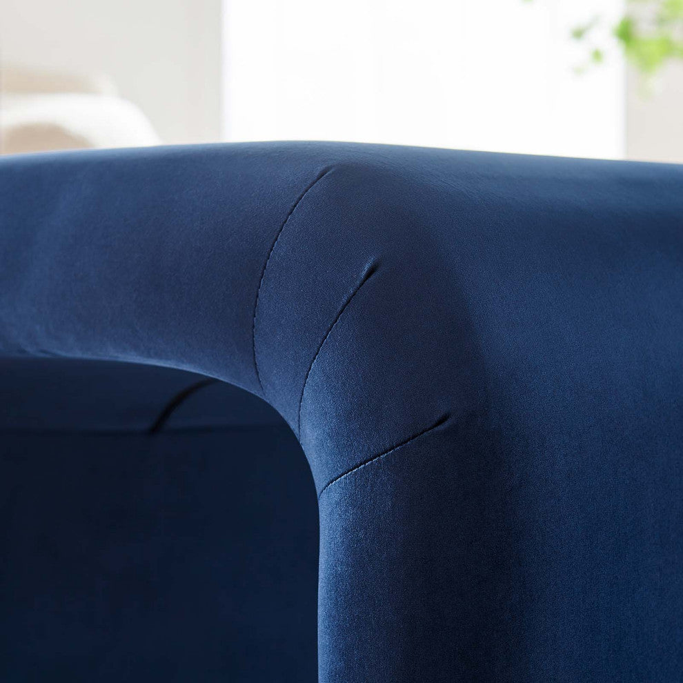 Koda Performance Velvet Waterfall Stool - Black Midnight Blue