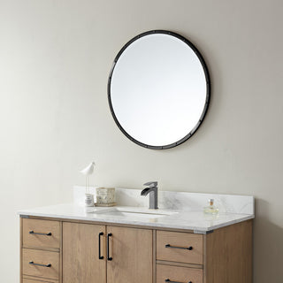 Cuneo 28" Circle Bathroom/Vanity Matte Black framed Wall Mirror