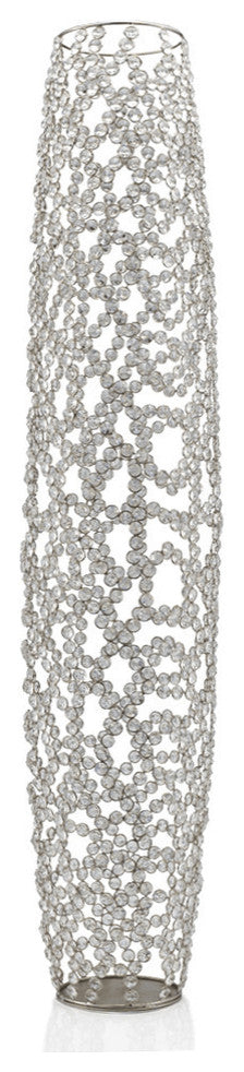 47" Crystal Glass Silver Oval Floor Vase