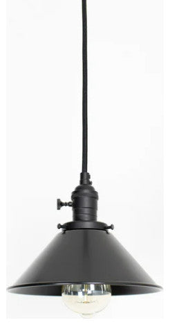 Canton 8"W Single Bulb, Satin Black Pendant Light
