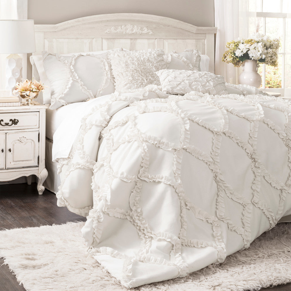 Avon 3-Piece Comforter Set, White, Queen