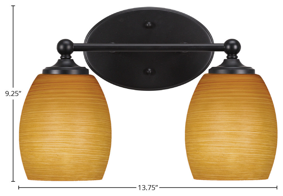 Capri 2-Light Bath Bar, Matte Black/Cayenne Linen