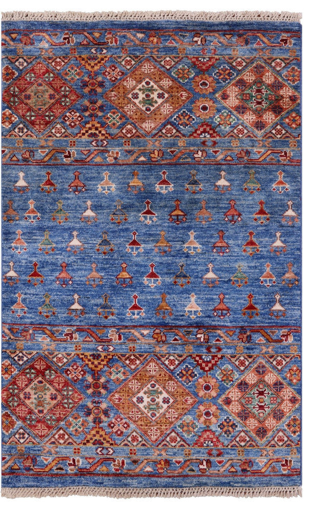 2' 8" X 4' 2" Khorjin Super Kazak Handmade Wool Rug Q7582