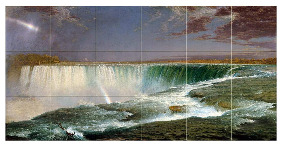 Tile Mural Niagara Falls seascape waterfall Backsplash 6" Marble