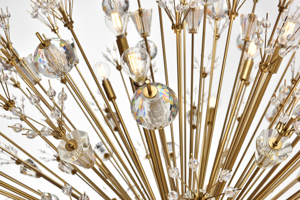 Victor 50" Crystal Starburst Round Pendant, Gold