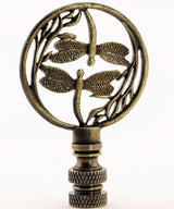 Double Dragonfly Lamp Finial Antique Brass 2.8"h