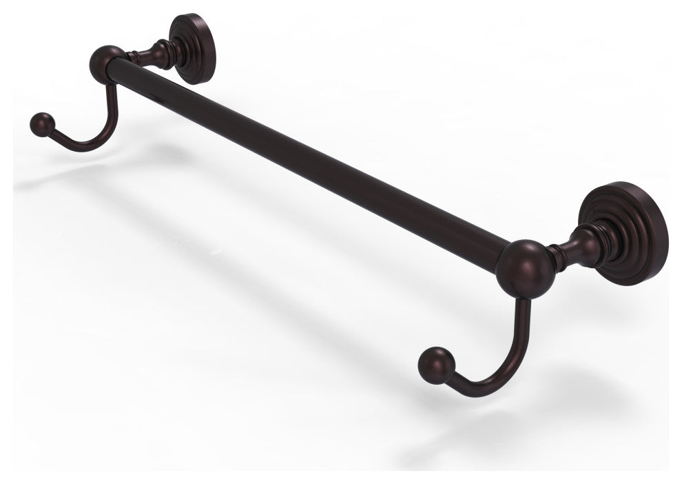 Waverly Place 30" Towel Bar and Integrated Hooks, Antique Bronze