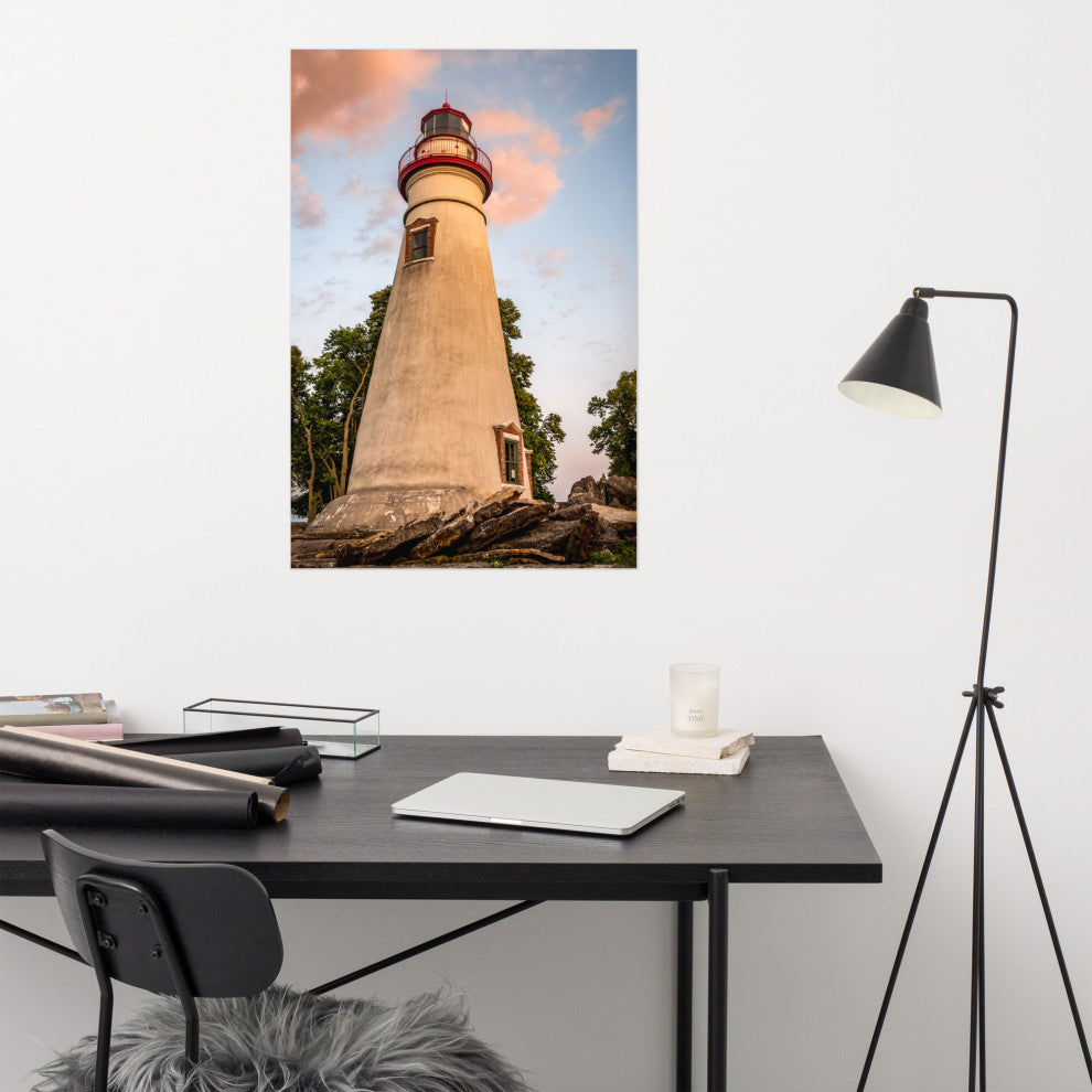 Marblehead Lighthouse at Sunset From the Shore Unframed Wall Art Prints, 24" X 36"