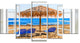 "Window Open To Beach Hut With Chairs" Seashore Wall Art, 5 Panels, 60"x32"