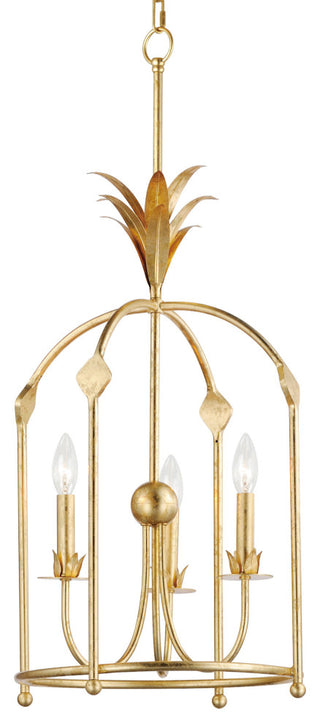 Maxim 2884 Paloma 3 Light 15"W Taper Candle Pendant - Gold Leaf