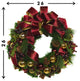 26" Evergreen Wreath with Berries, Pinecones, Ornaments and a Bow, Solid Burgundy and Gold
