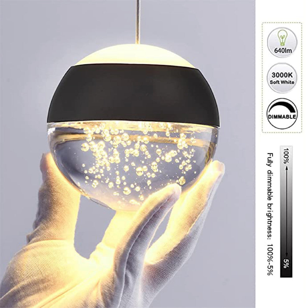 Matt Black globe pendant light Bubble Crystal Ball Mini LED Lighting Fixture