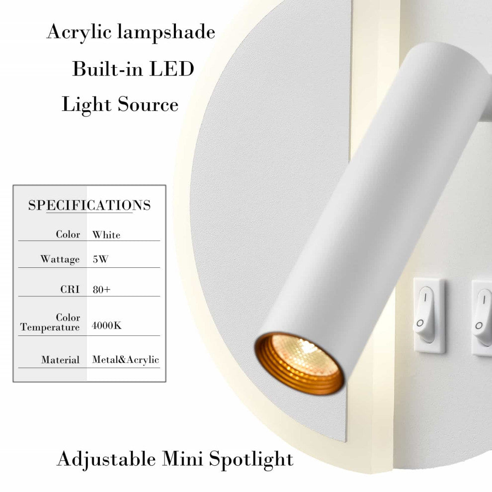 Modern White LED Sconces Wall Lighting,5W 4000K