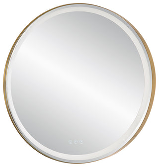 Crofton Lighted Round Mirror, Brass