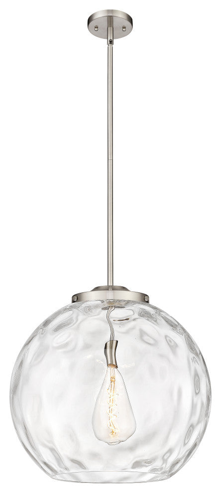 Athens Water Glass Pendant, Brushed Satin Nickel, Clear Water Glass